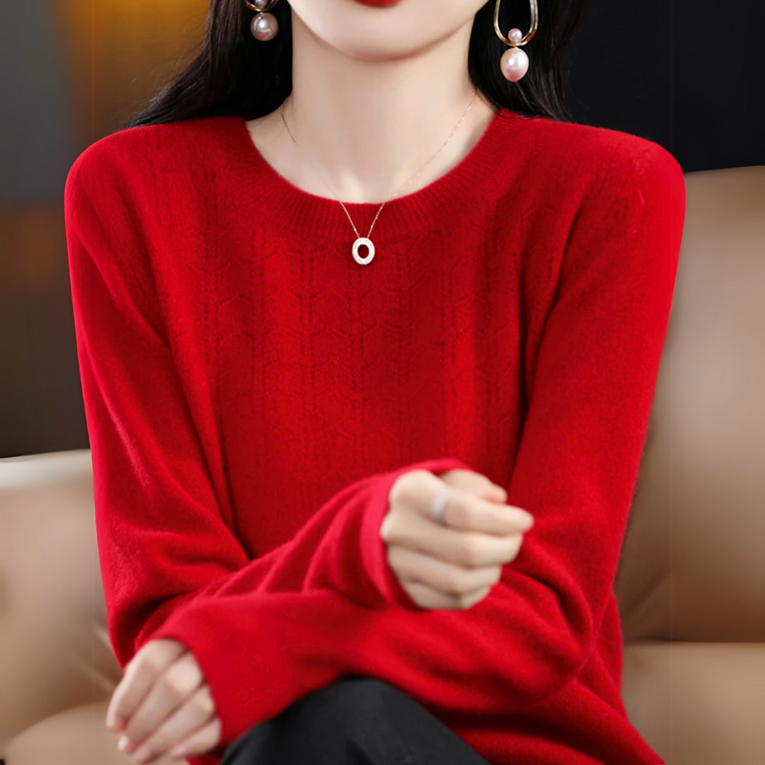 Annelies - Stylowy Sweter z Prążkowanej Dzianiny