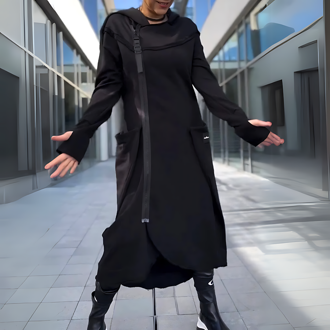 Dominika - Dresowa Sukienka z Kapturem